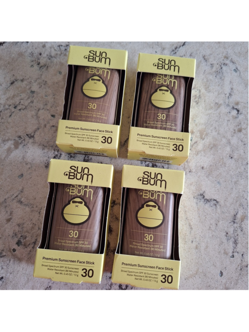 Lot of 4 Sun Bum SPF 30 Sunscreen Face Stick 0.45 oz 11/2026 SUNBUM Travel Size